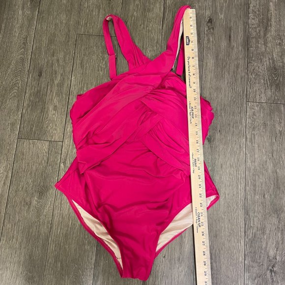Swimsuits For All Hot Pink Wrap Across Design Top One Piece Bathing Suit Size 22 - Picture 2 of 8